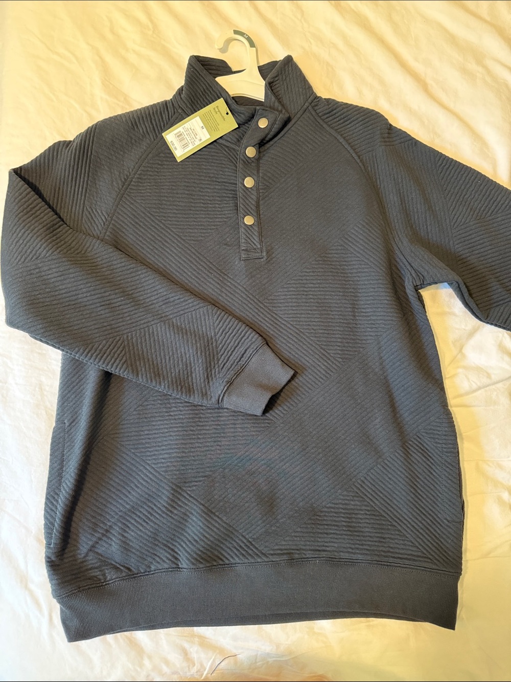 Goodfellow & Co dark gray M Quilted Snap-Front Mock Neck Sweatshirt NWT